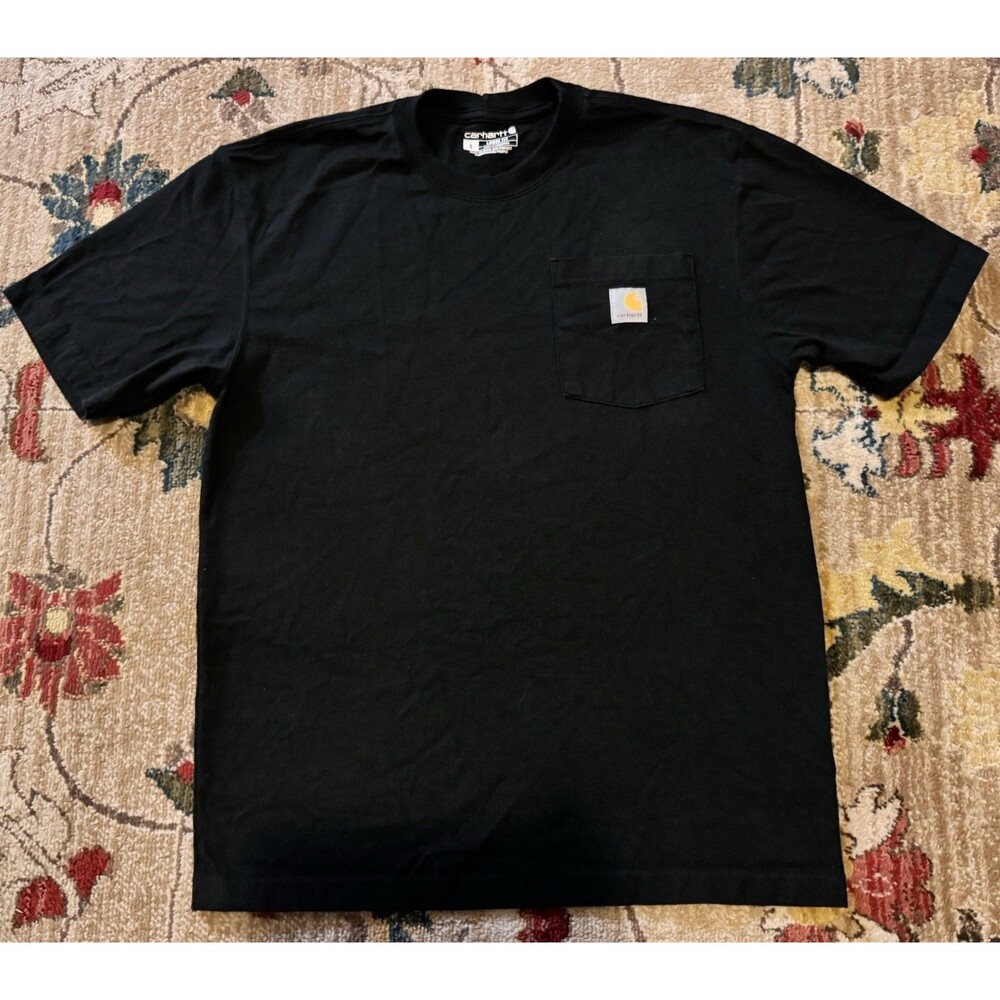 Men’s Carhartt T-shirt size Small loose fit black - pocket workwear Cotton